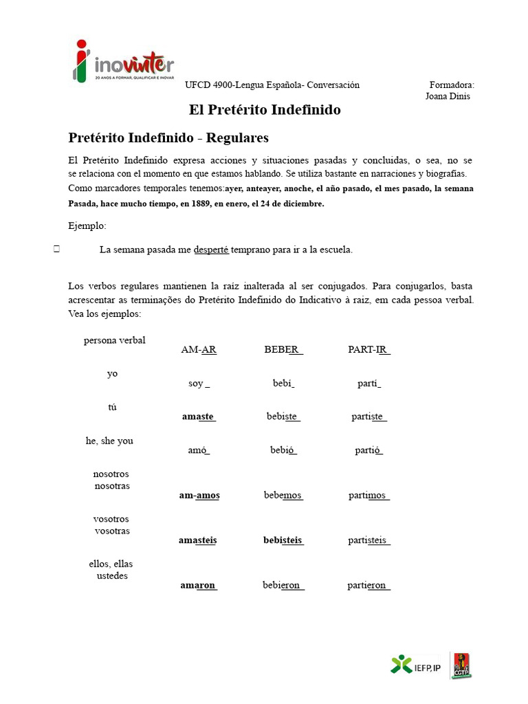 Uso del Pretérito Indefinido en Español | PDF | Verbo | Sintaxis
