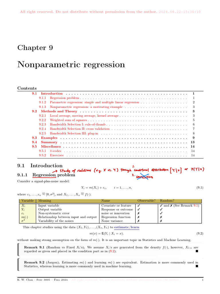 Nonparametric Regression Techniques | PDF | Regression Analysis | Variance