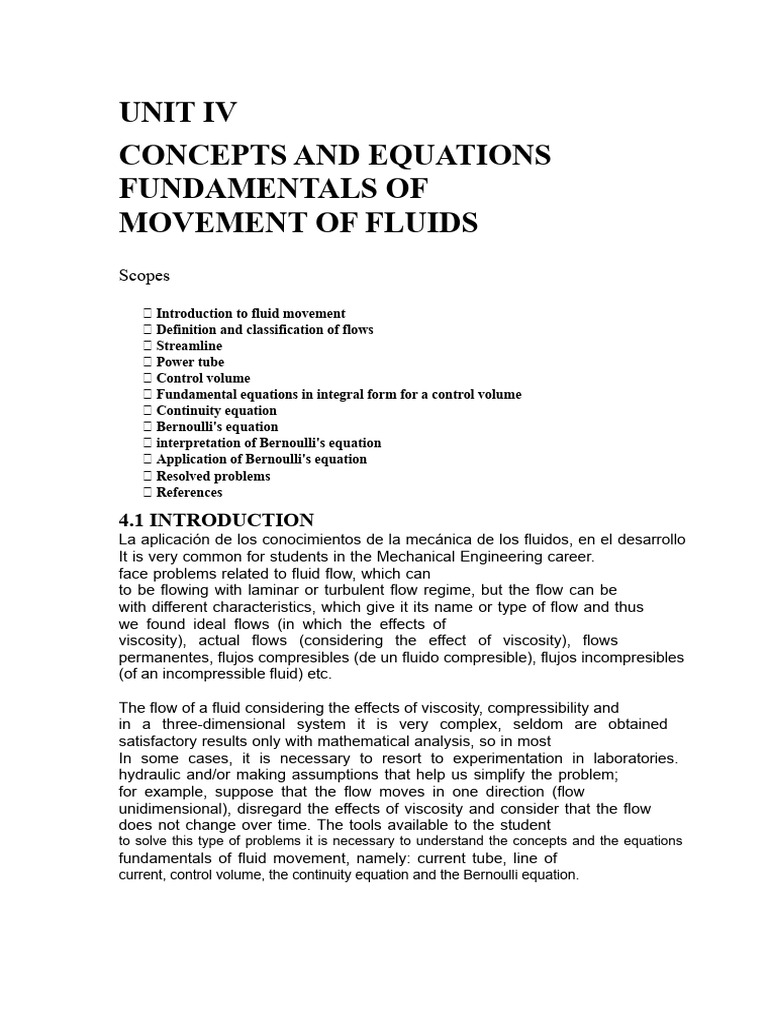 Fundamentals of Fluid Movement Concepts | PDF | Fluid Dynamics | Fluid ...