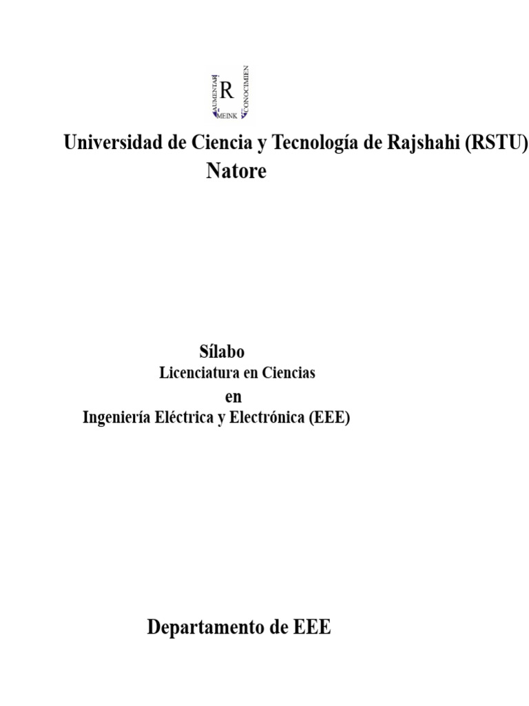 Sílabo de Ingeniería Eléctrica RSTU | PDF | Enlace químico | Integral