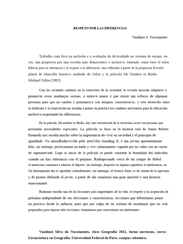 Respeto A Las Diferencias | PDF | Tolerancia | Escuelas