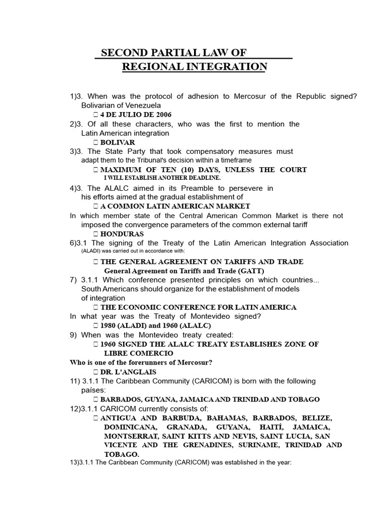 Latin American Integration Laws Overview | PDF | Andean Community ...