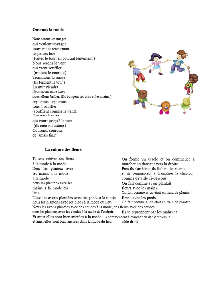 Chansons et jeux pour enfants en ronde | PDF