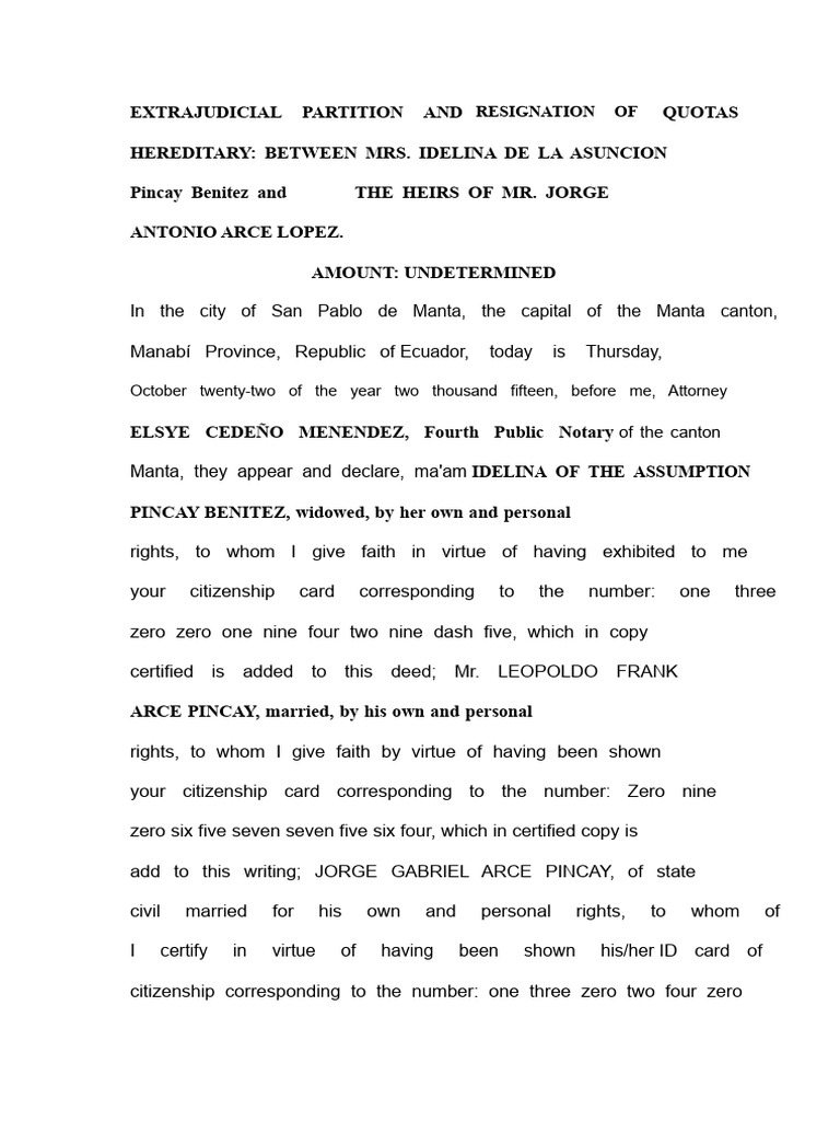 Extrajudicial Partition of Inheritance | PDF | Common Law | Justice