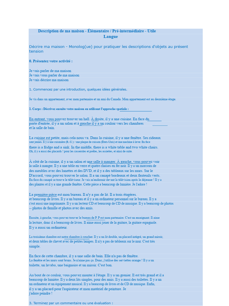 Description détaillée de mon appartement | PDF | Cuisine | Accueil