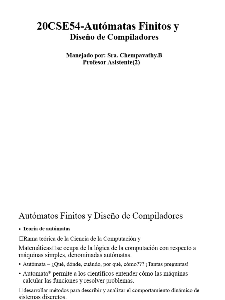 Módulo1 - Conceptos Centrales de Autómatas | PDF | Compilador | Informática