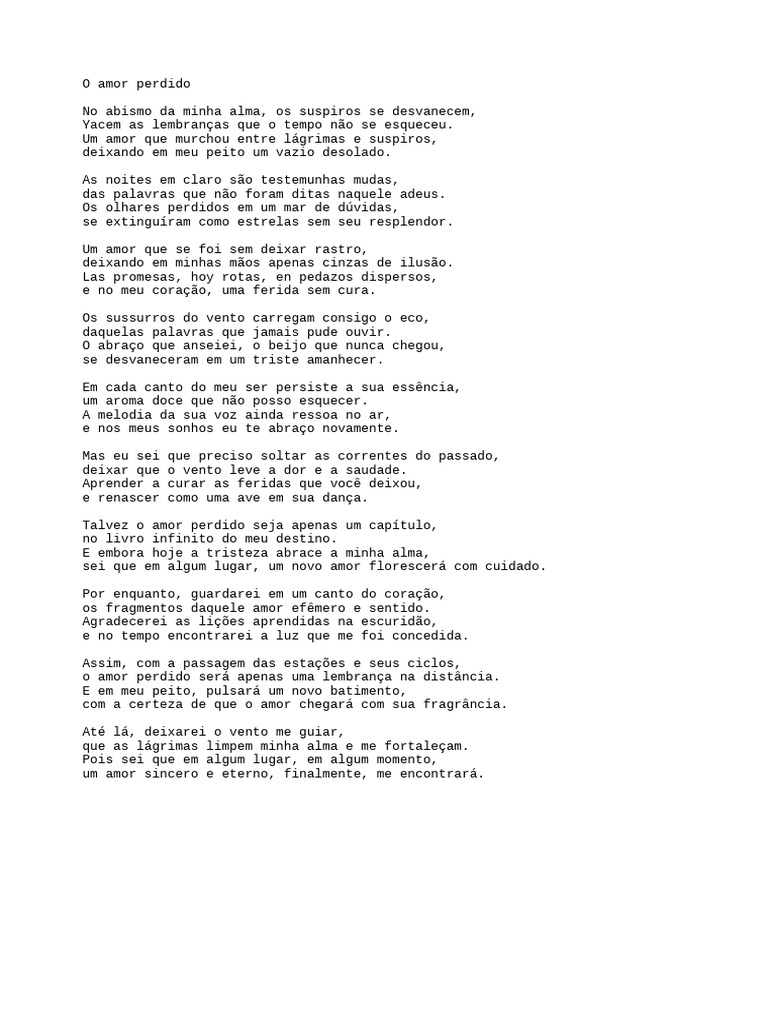 Reflexões sobre o Amor Perdido | PDF