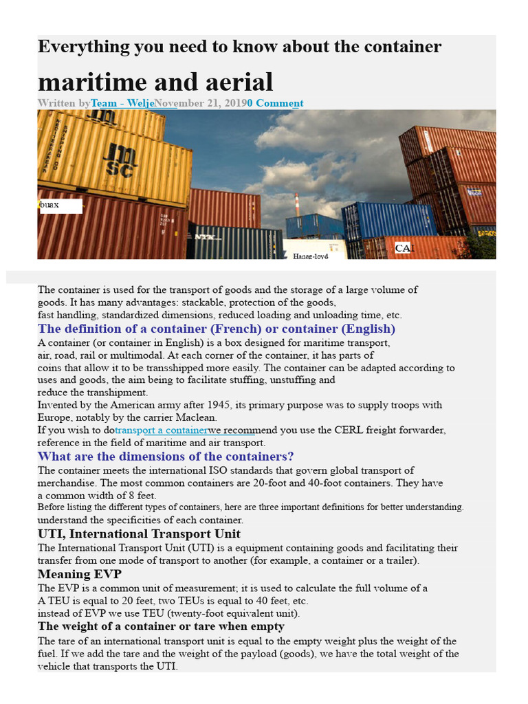 Complete Guide to Shipping Containers | PDF | Pallet | Kilogram
