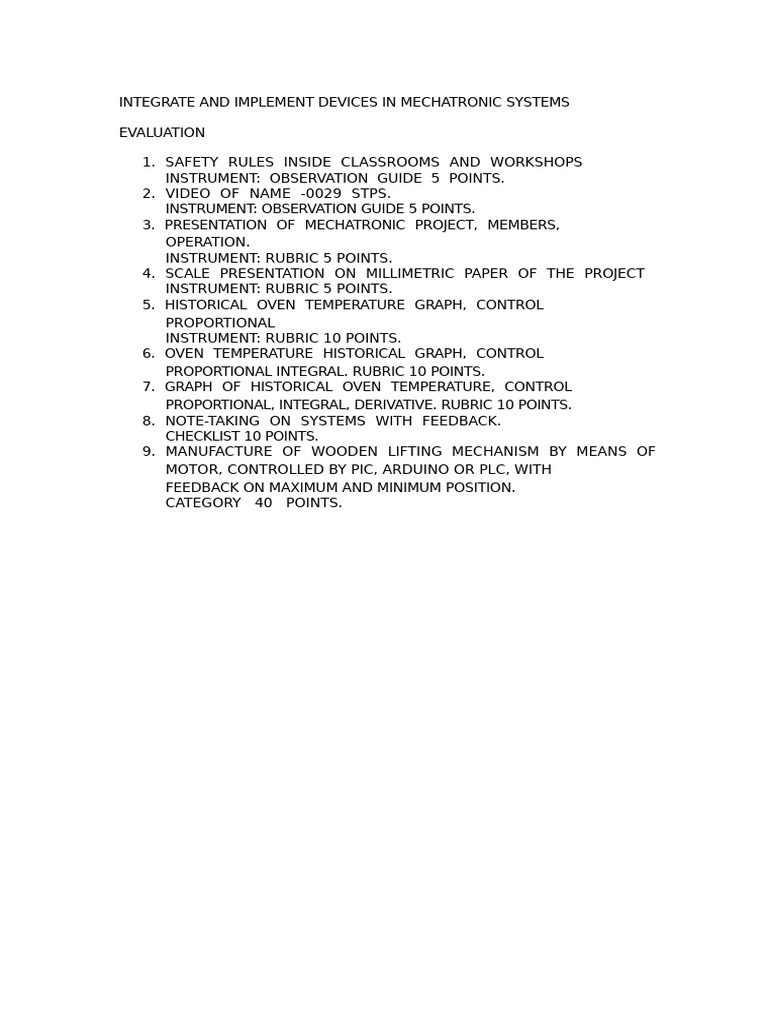 Mechatronic Systems Evaluation Guide | PDF