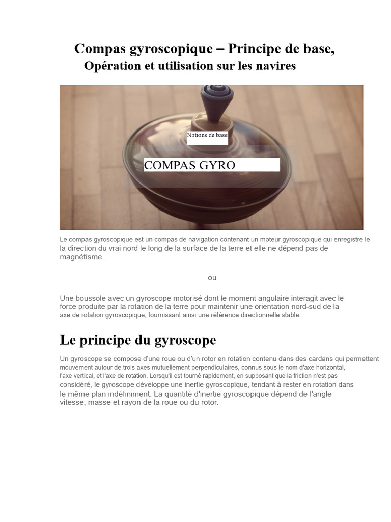 Fonctionnement du compas gyroscopique | PDF | Gyroscope | Boussole