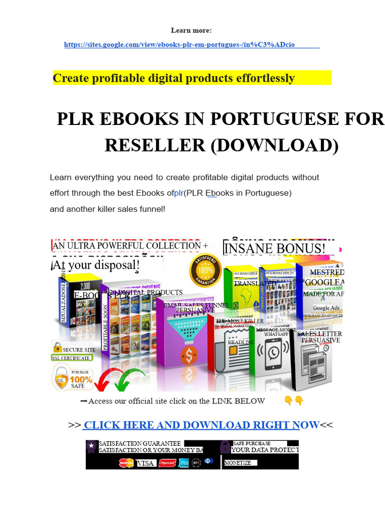 PRL Ebooks PLR in Portuguese For Resale Download Compress | PDF