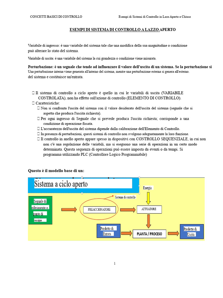 Esempi Di Sistema Di Controllo A Lazo Aperto | PDF