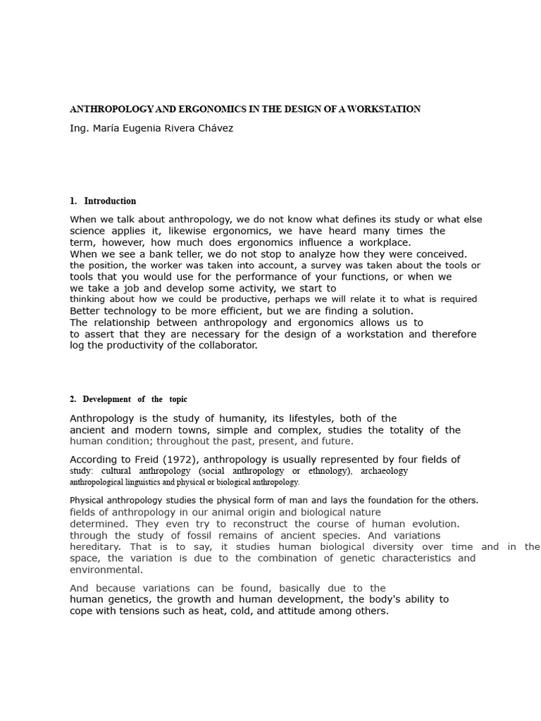Anthropology and Ergonomics in Workstation Design | PDF | Anthropometry ...