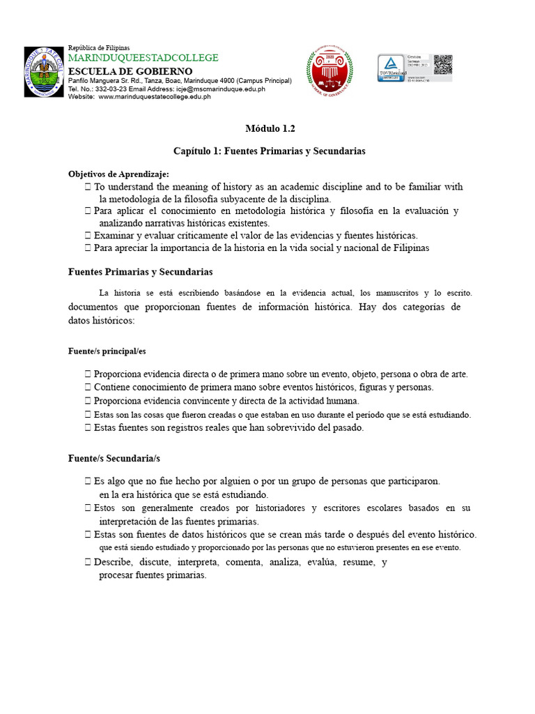 Fuentes Históricas: Primarias y Secundarias | PDF | Verdad | Conocimiento
