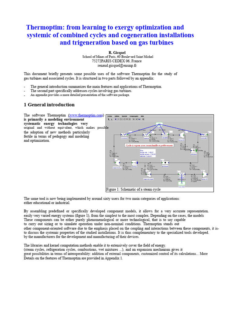Thermoptim: Gas Turbine Cycle Optimization | PDF | Cogeneration | Gases
