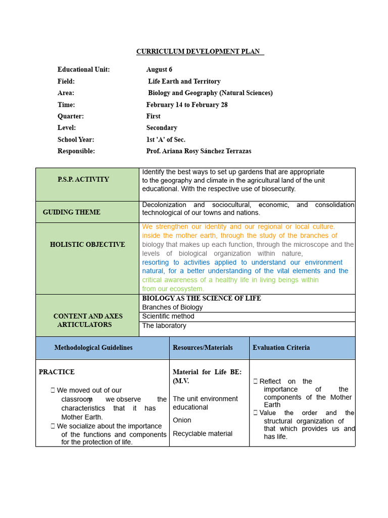 Curriculum Development in Natural Sciences | PDF | Cell (Biology ...