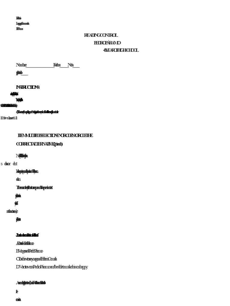 Pedro Páramo Reading Control Test | PDF