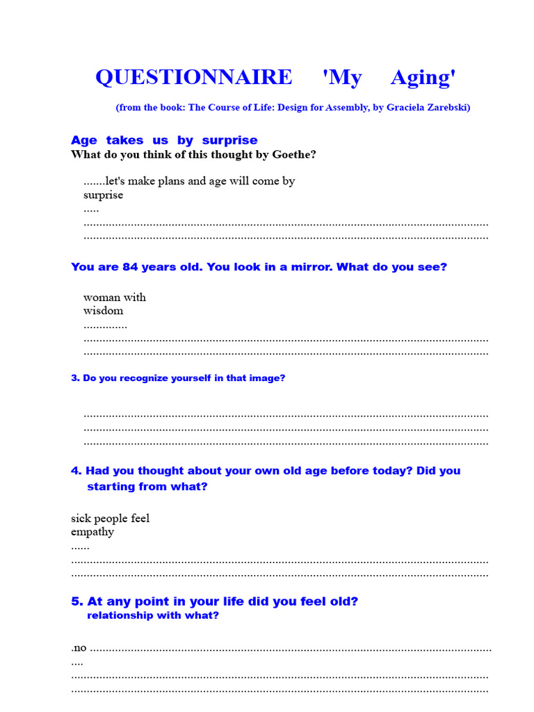 Aging Reflection Questionnaire | PDF