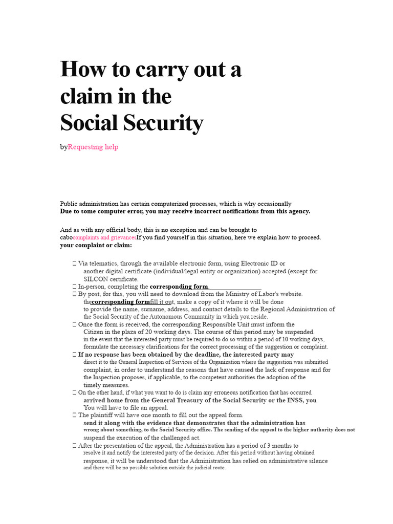 How To File A Claim With Social Security | PDF | Complaint | Justice