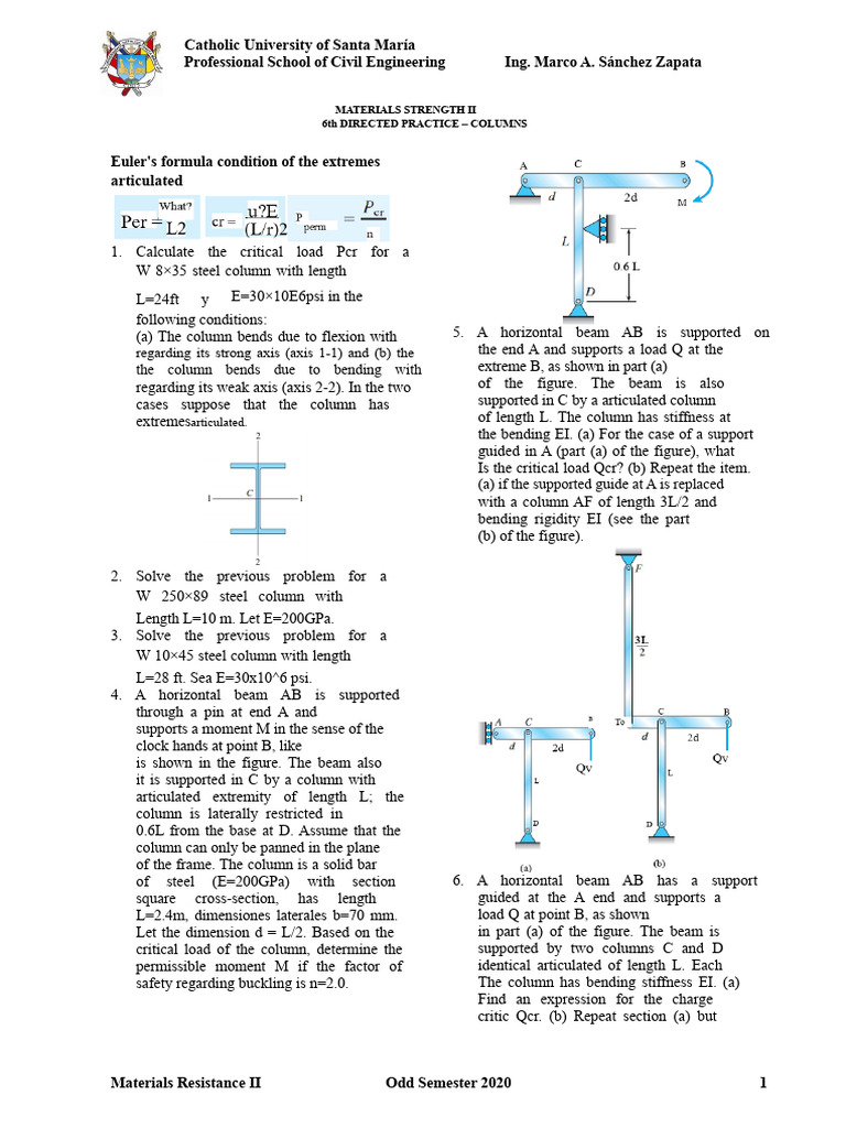 Critical Load Calculations for Columns | PDF | Bending | Beam (Structure)