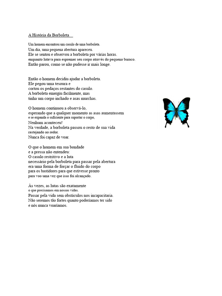 A Lição da Borboleta sobre Superação | PDF