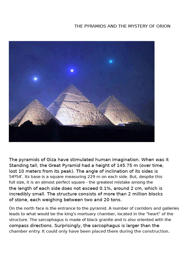 Giza Pyramids and Orion Alignment Mystery | PDF | Astronomy
