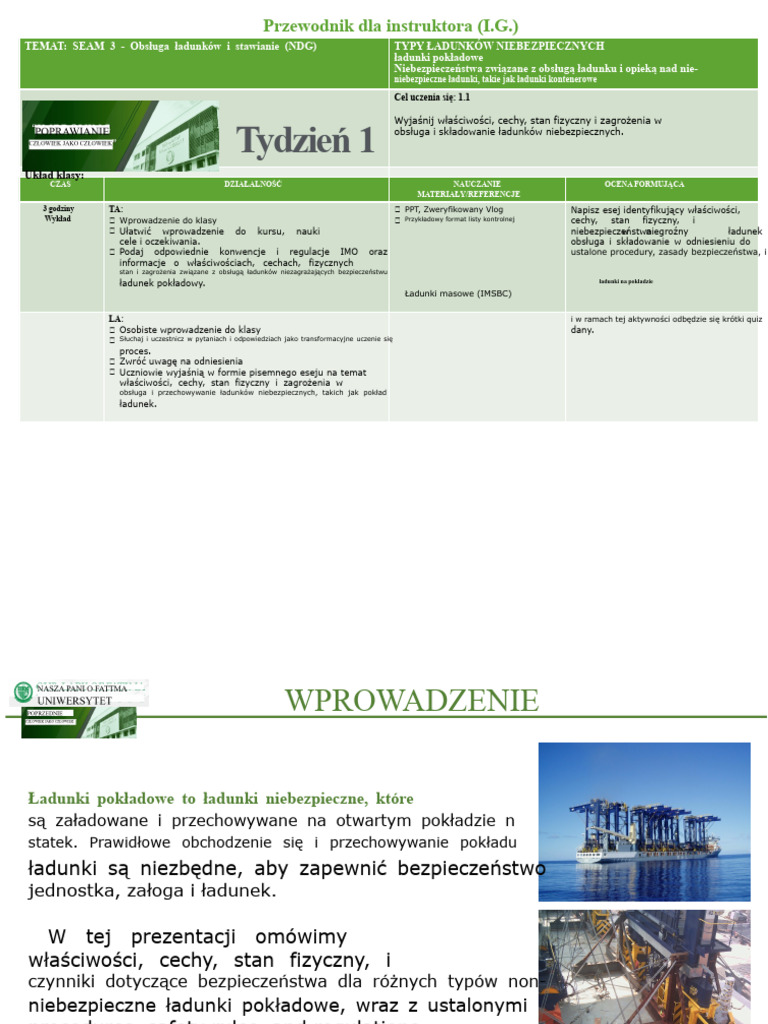 Tydzień 1 - Rodzaje Ładunków Niebezpiecznych | PDF