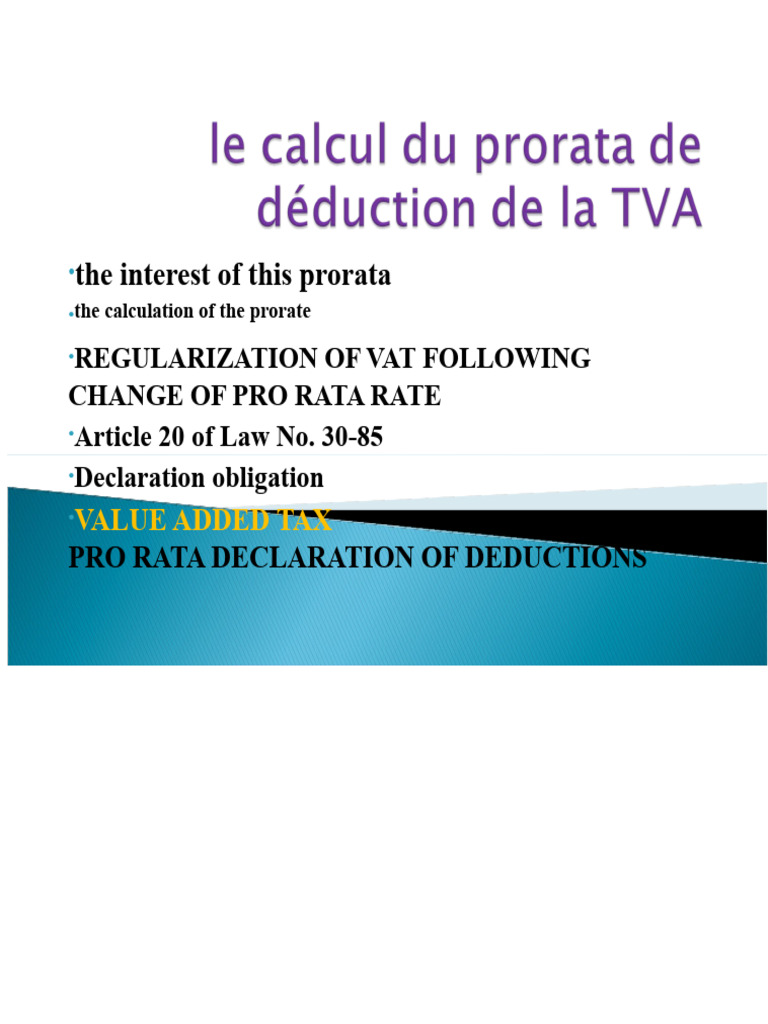 Pro Rata VAT Calculation Guide | PDF | Value Added Tax | Tax Deduction