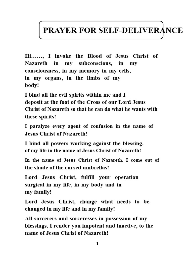 Self-Deliverance Prayer Guide | PDF | Jesus | Spirituality