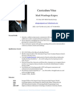 Mark Kaigwa Personal Profile Resume 2012