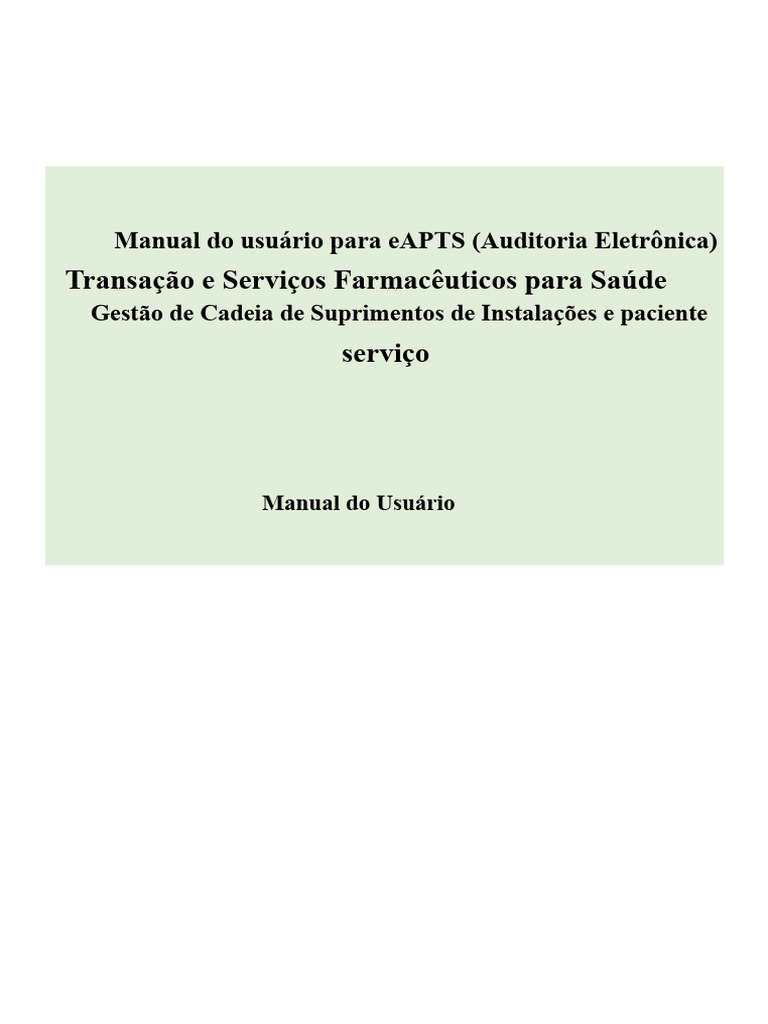 Manual do eAPTS: Auditoria e Gestão Saúde | PDF | Receita médica | Farmácia