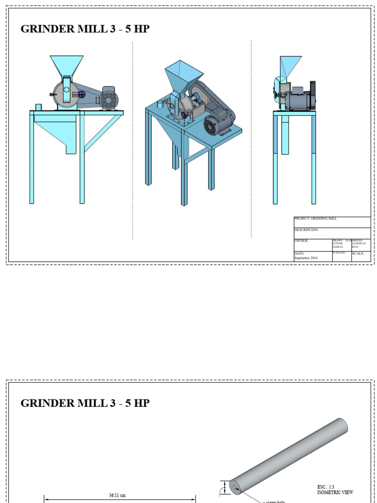Grinding Mill Design: 3-5 HP Specifications | PDF | Secondary Sector Of ...