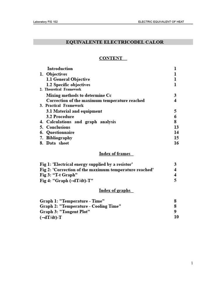 Electric Equivalent of Heat Lab Guide | PDF | Heat | Temperature