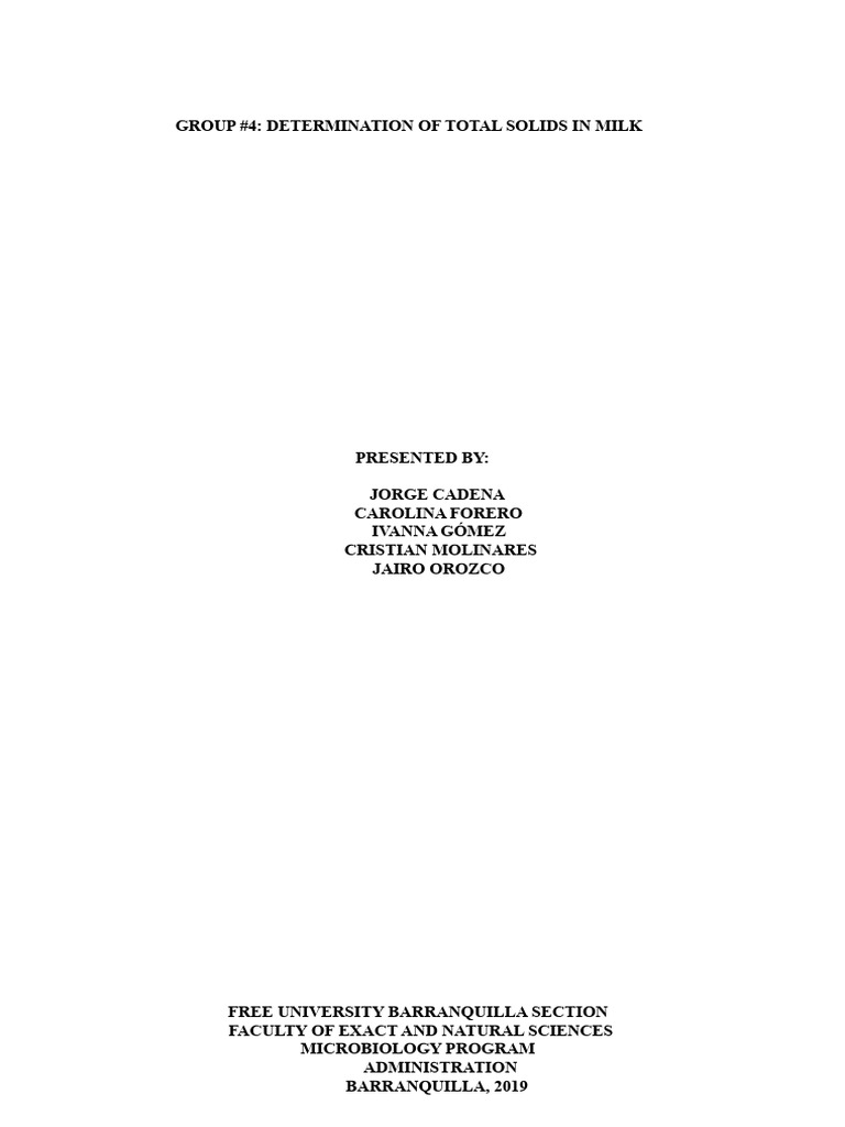 Total Solids Determination in Milk | PDF | Milk | Powdered Milk