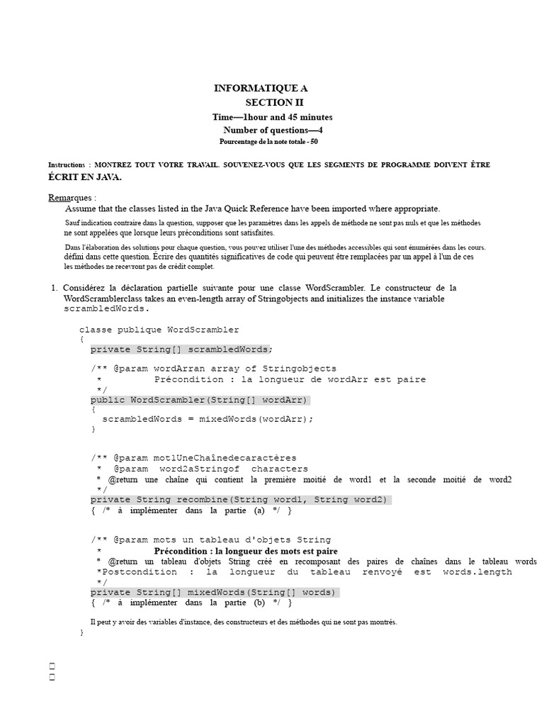 Examen Java : Méthodes WordScrambler et Mountain | PDF | Paradigme de ...
