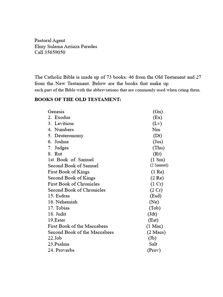 Catholic Bible Books List and Overview | PDF | Old Testament | Bible