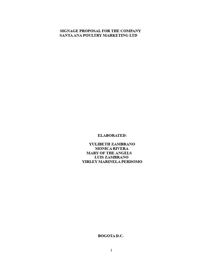 Proposal For Signage For The Chicken Marketing Company Santa Ana Ltda ...