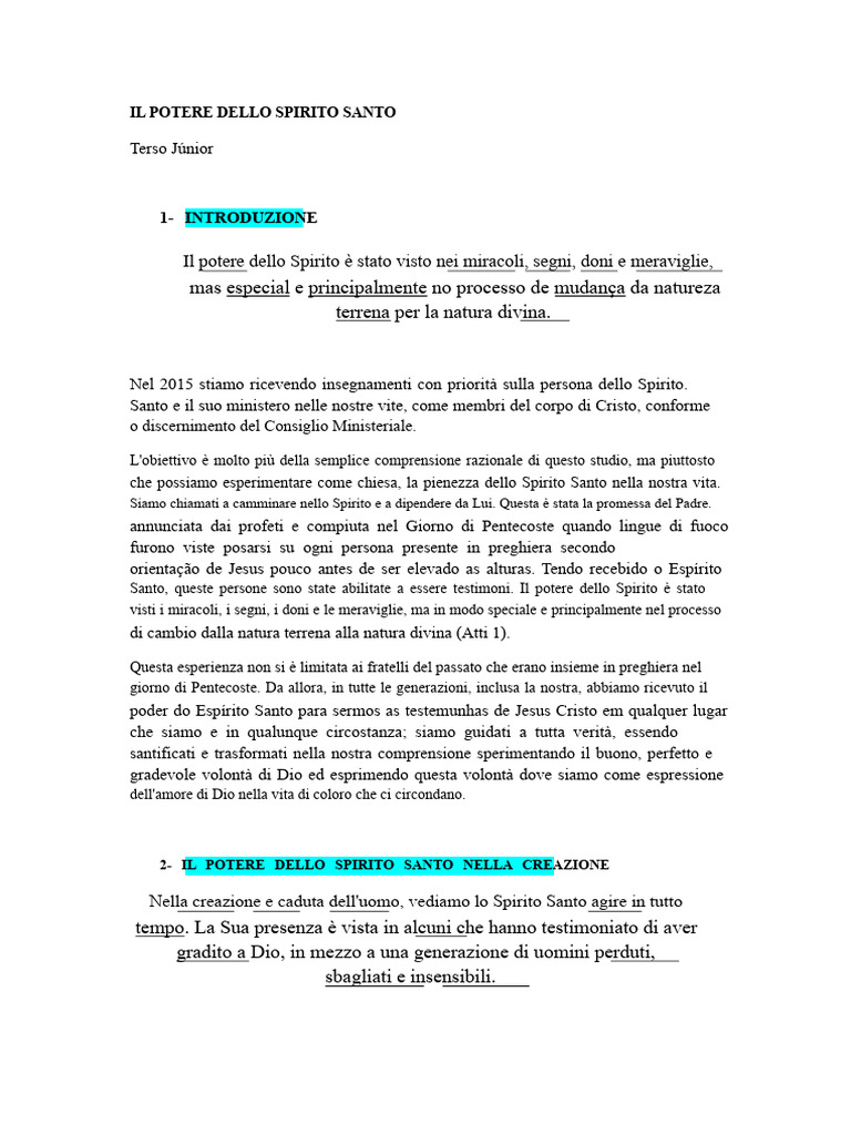 Il Potere Dello Spirito Santo | PDF