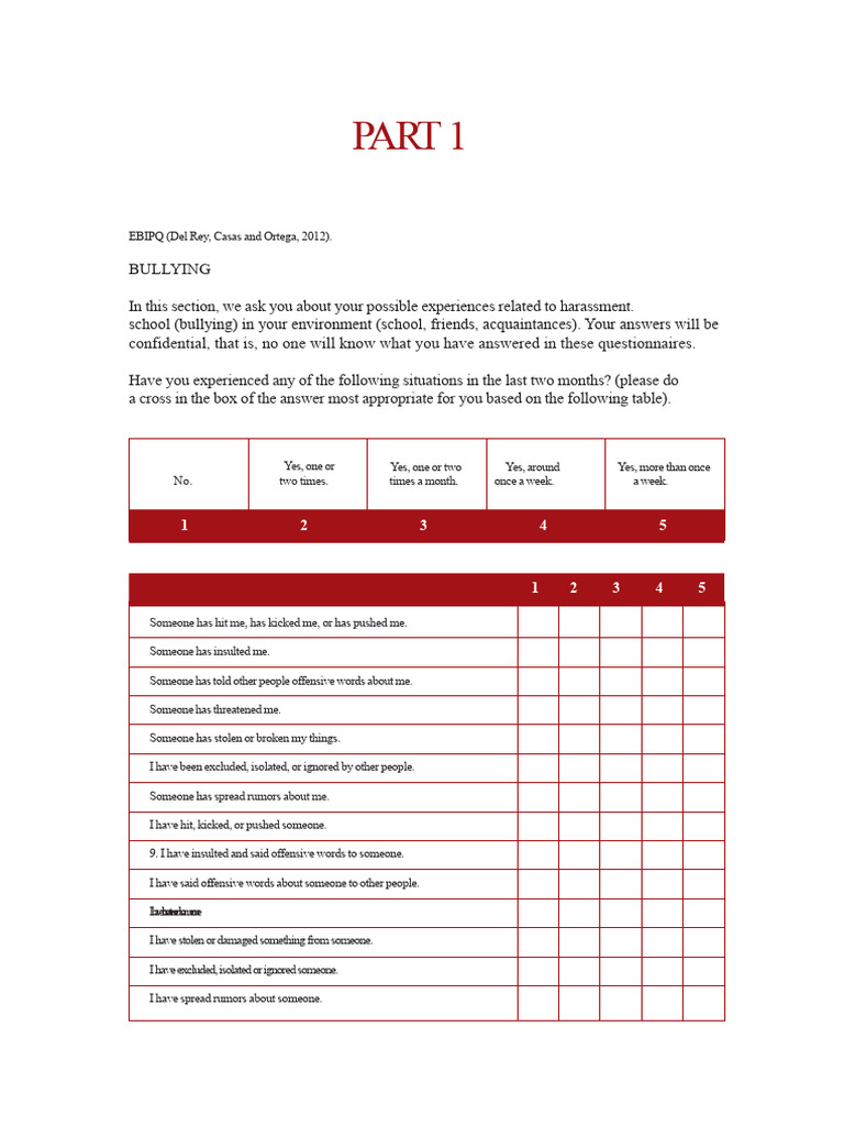 Bullying and Cyberbullying Questionnaire | PDF | Cyberbullying | Bullying