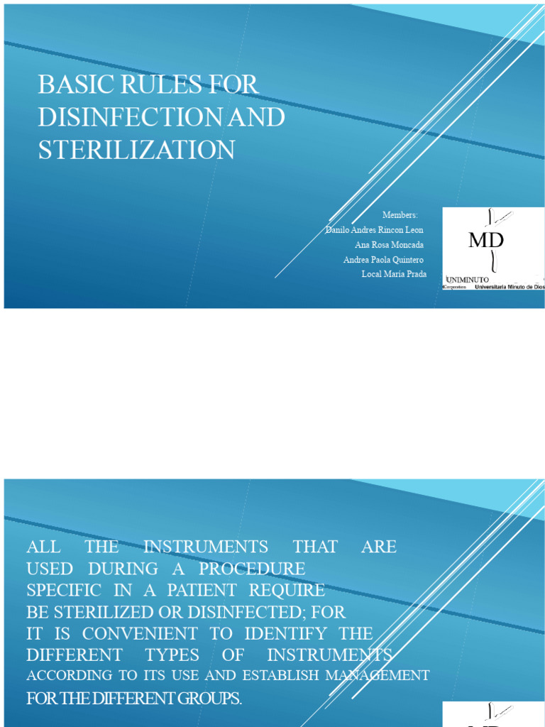 BASIC RULES FOR DISINFECTION AND STERILIZATION | PDF | Disinfectant ...