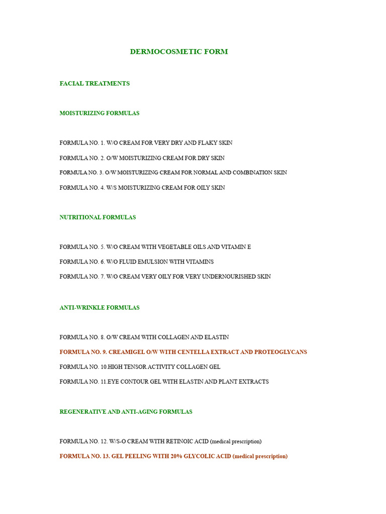Comprehensive Dermocosmetic Formulas Guide | PDF