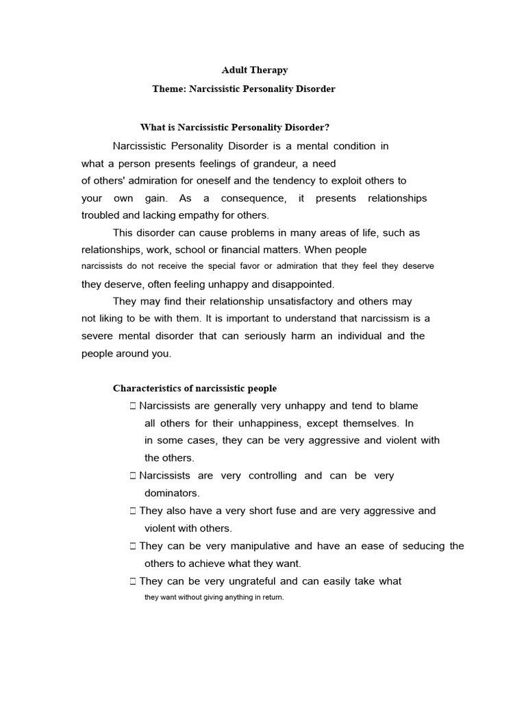 Understanding Narcissistic Personality Disorder | PDF | Narcissism ...