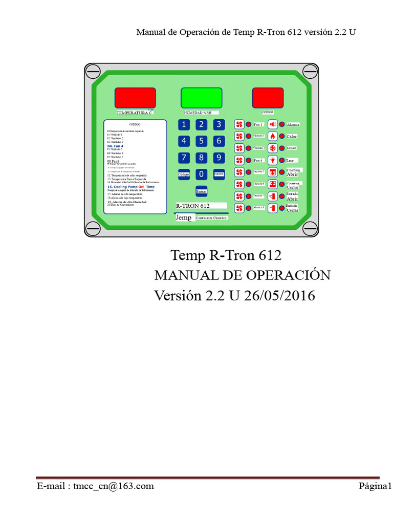Manual Temp R-Tron 612 v2.2 U | PDF | Refrigeración | Factura