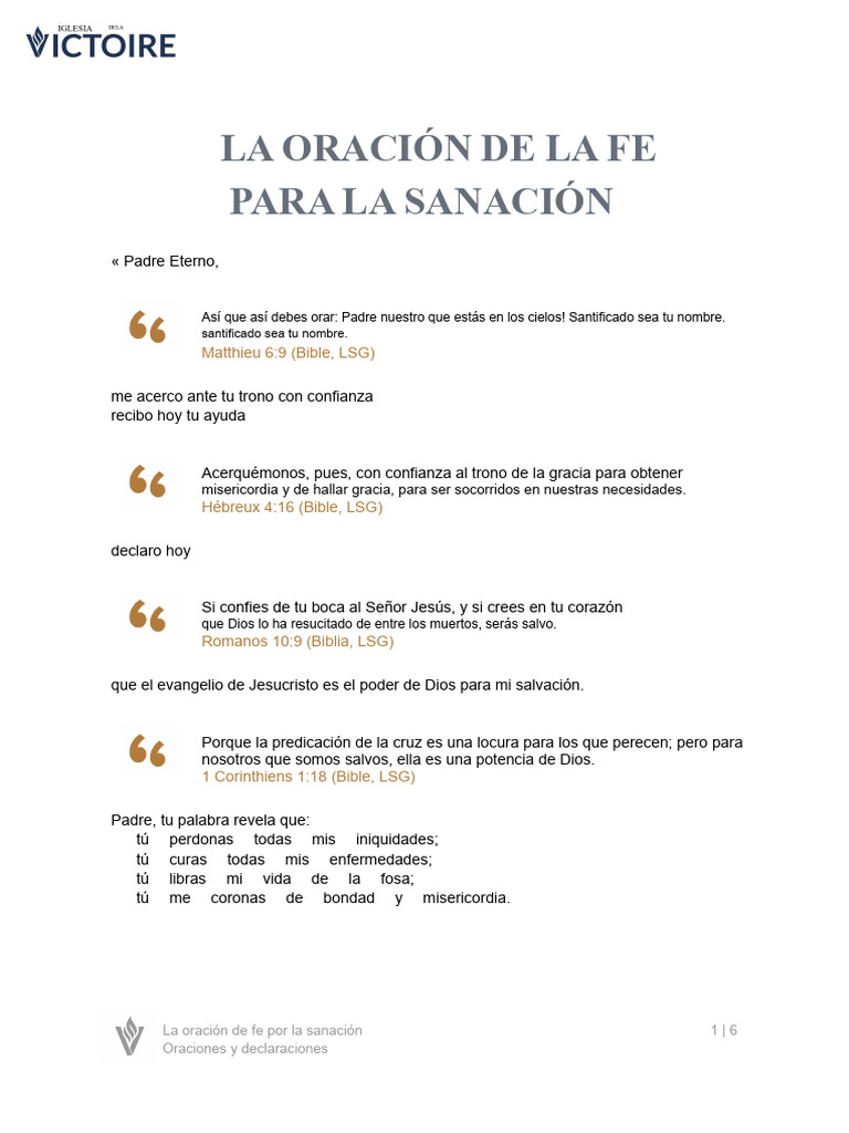 Oración de Fe para Sanación | PDF | Oración | Cristo (título)