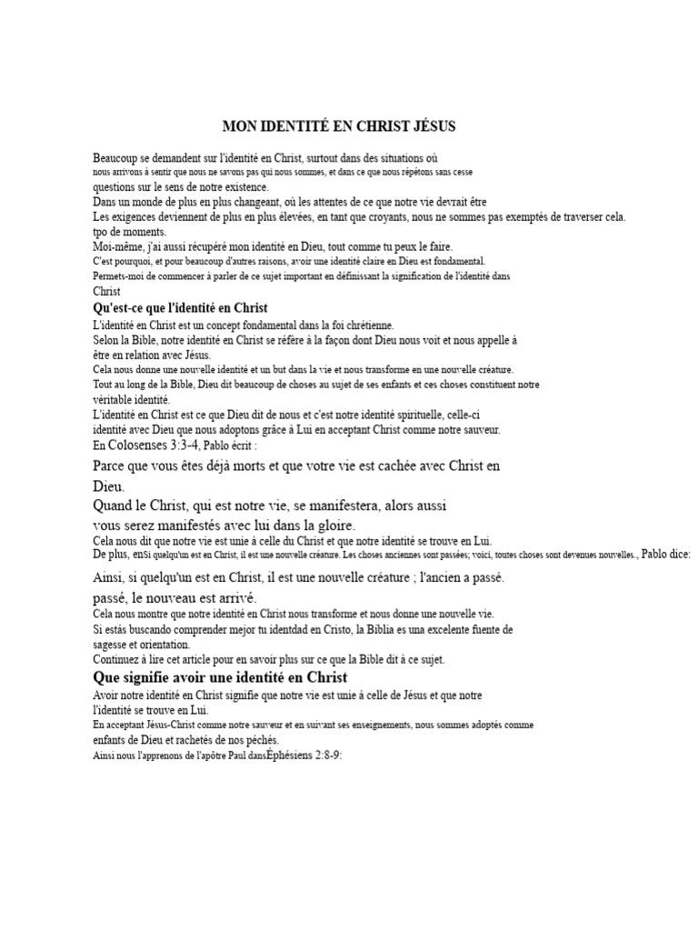 Comprendre notre identité en Christ | PDF | Dieu | Jésus