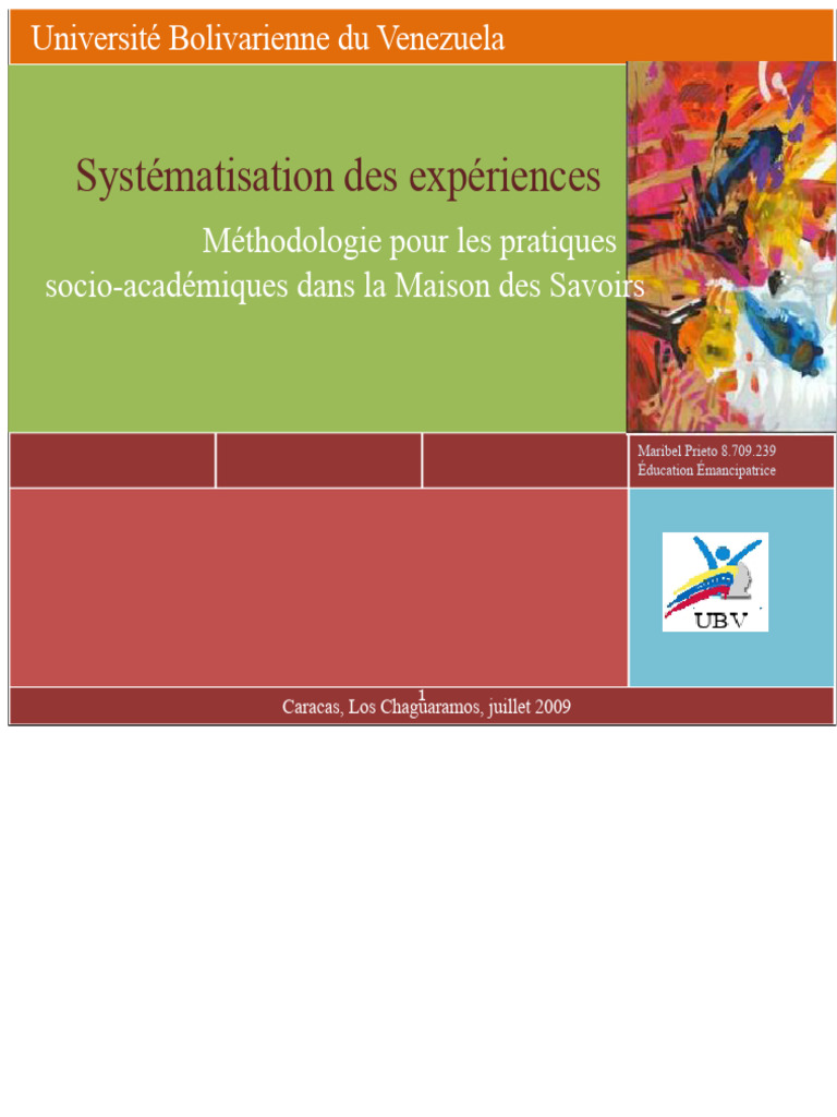 Méthodologie de Systématisation à l'UBV | PDF | Apprentissage | Paradigme