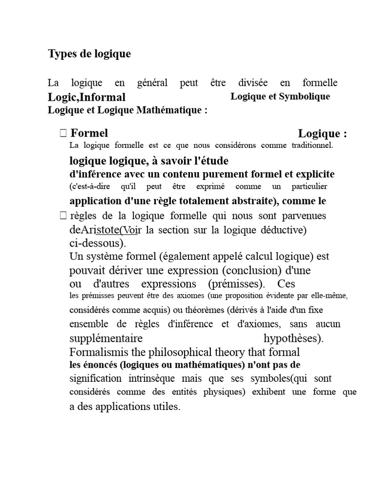Types de logique : formelle et informelle | PDF | Logique mathématique ...