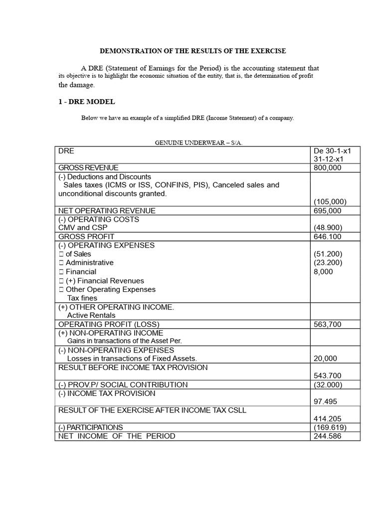 DRE MODEL | PDF | Expense | Revenue