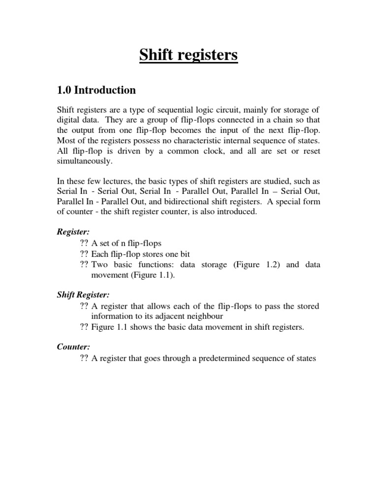 Shift Register and Its Types | PDF | Logic Gate | Information And ...