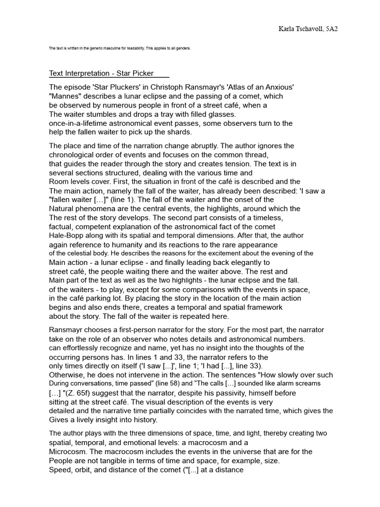 Text Interpretation Star Picker Karla Tschavoll | PDF | Moon | Eclipse